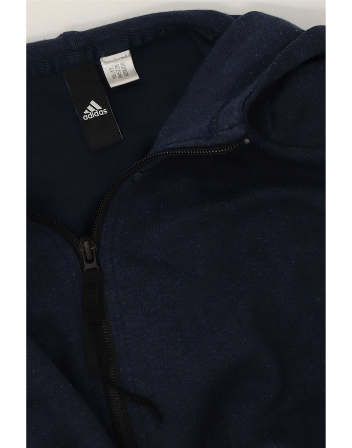 Felpa con cappuccio con zip grafica Adidas da uomo grande blu navy