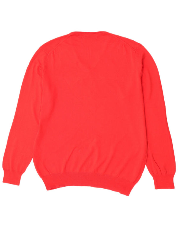 Maglione Zara da uomo con scollo a V XL in cotone rosso