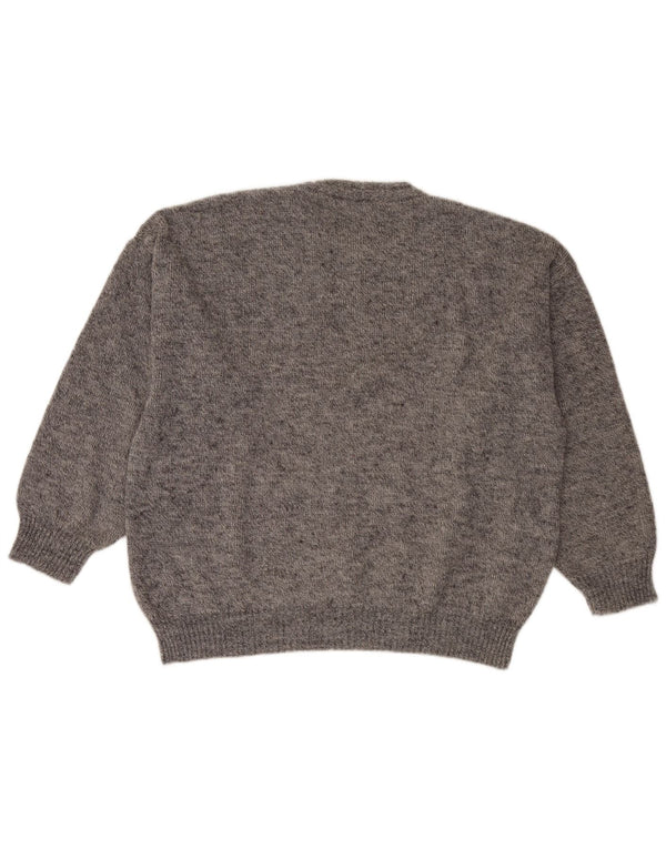 Maglione maglione girocollo da uomo vintage grigio XL