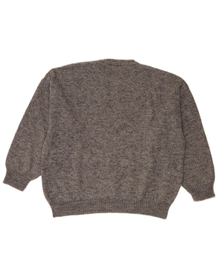Maglione maglione girocollo da uomo vintage grigio XL