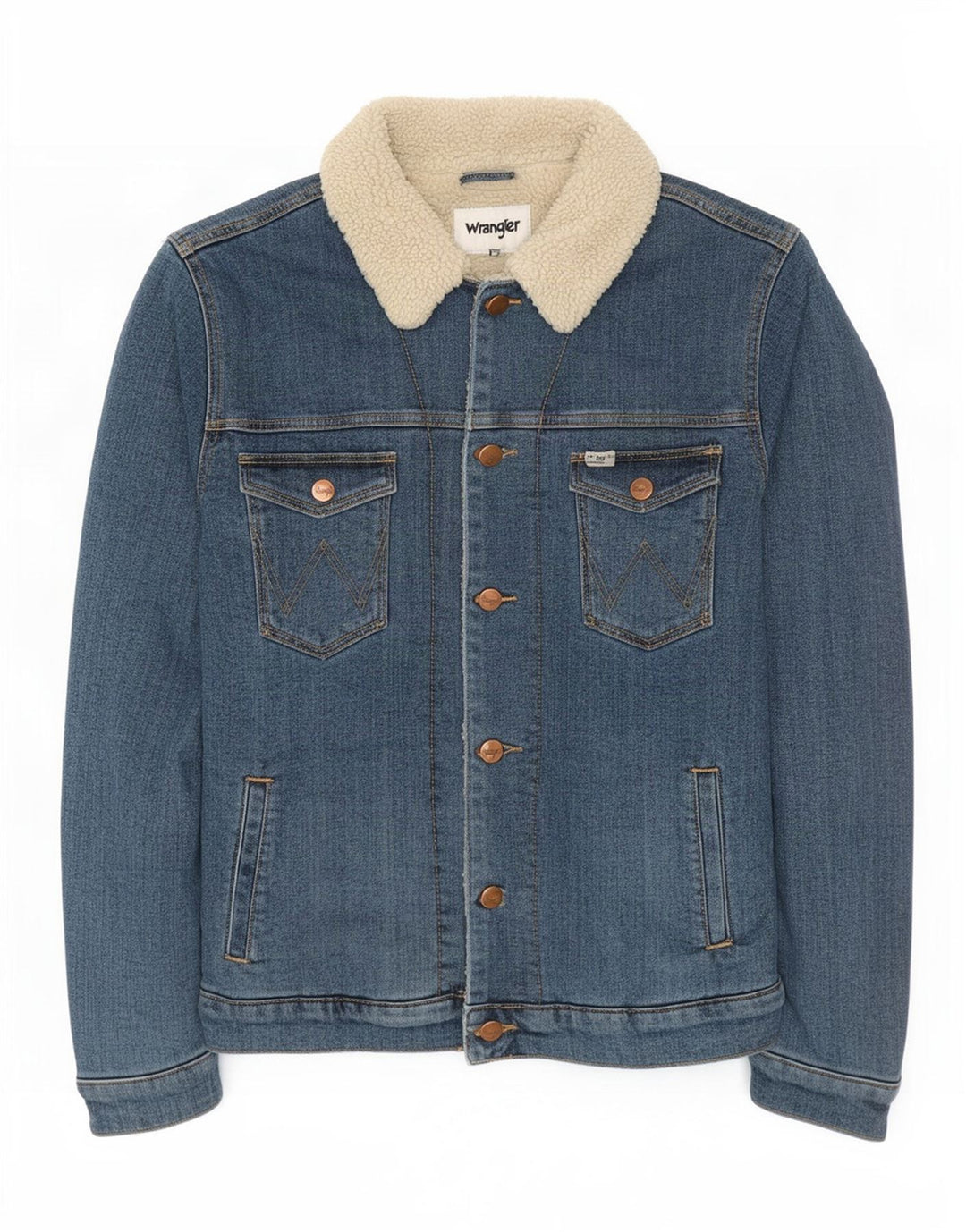 Giacca da uomo in denim sherpa Wrangler UK 36 piccolo cotone blu