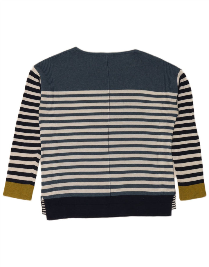 Maglione maglione con scollo a barca da donna di White Stuff UK 8 piccolo a righe blu