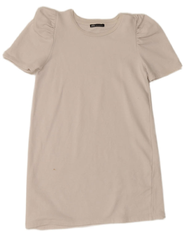 Abito T-shirt Zara da donna UK 10 piccolo in cotone bianco