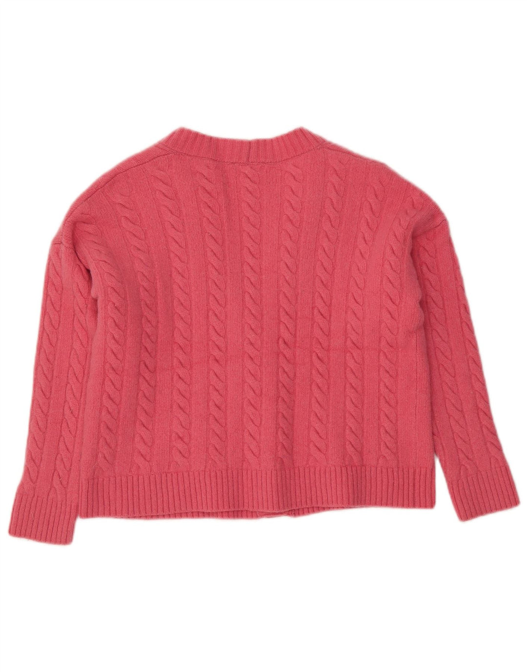 BENETTON Maglione cardigan corto da donna UK 14 Lana rosa medio