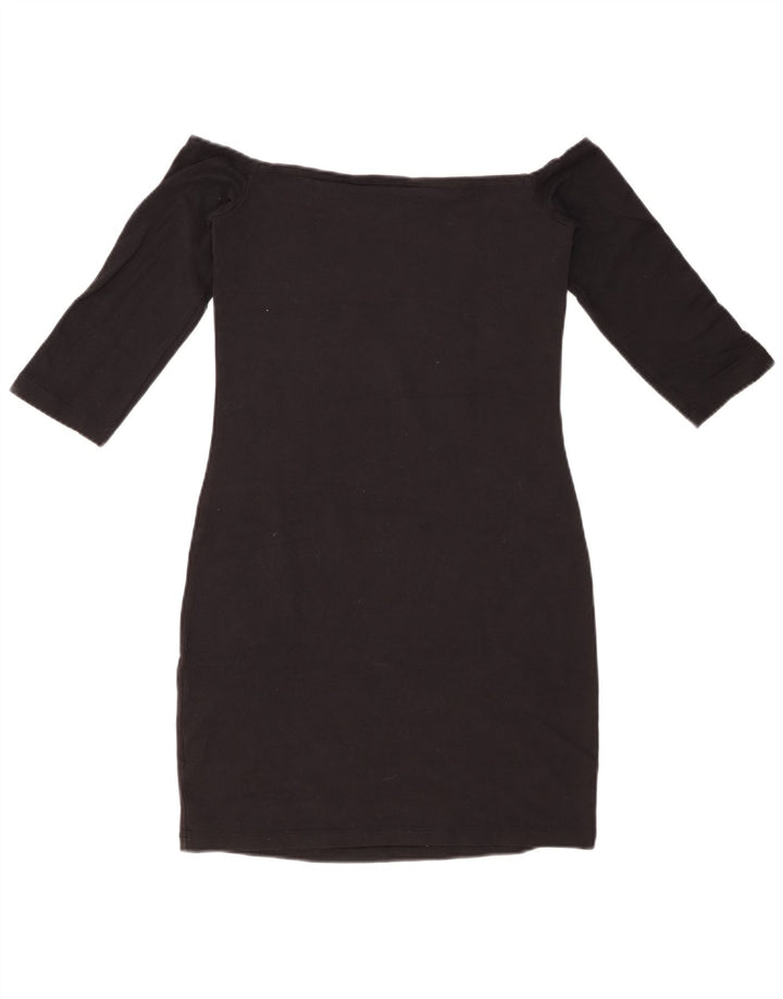 Abito ADIDAS da donna con maniche a 3/4 e spalle scoperte UK 8 piccolo in cotone nero