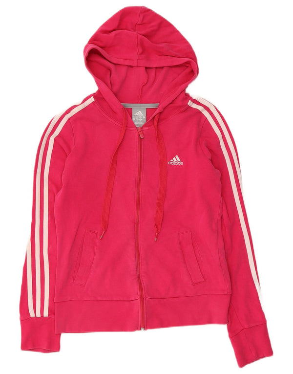 Maglione con cappuccio e zip da donna Adidas UK 8 piccolo cotone rosa