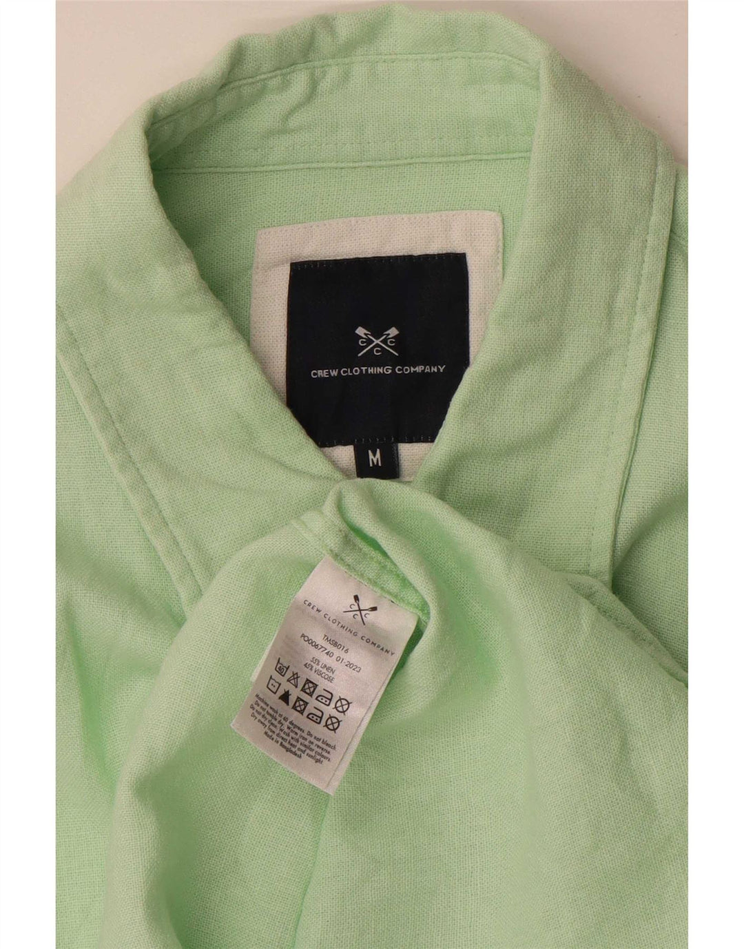 Crew Clothing Camicia da uomo in lino verde medio