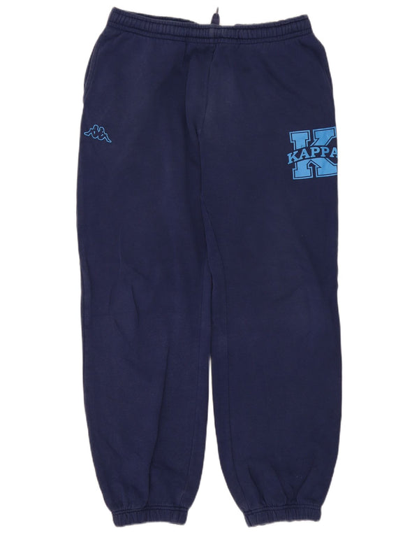 Pantaloni da tuta con grafica Kappa da uomo, pantaloni da jogging, grandi, in cotone blu navy