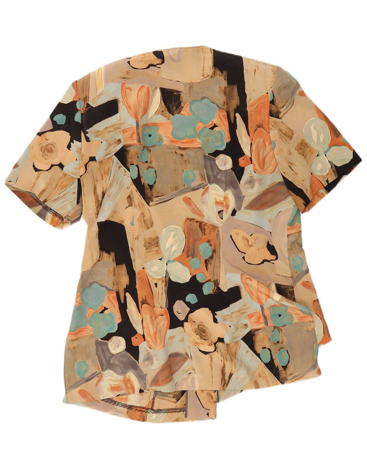 Camicetta vintage da donna a maniche corte UK 18 XL Patchwork multicolore