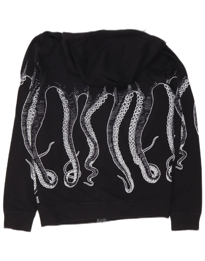 Felpa con cappuccio con zip grafica da uomo Octopus piccola in cotone nero