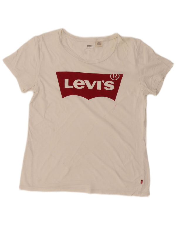 T-shirt grafica da donna LEVI'S Top UK 12 medio bianco sporco