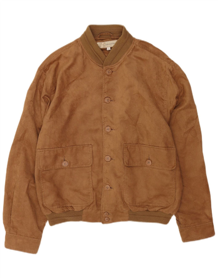 Giubbotto bomber in pelle scamosciata vintage da uomo UK 40 grande beige