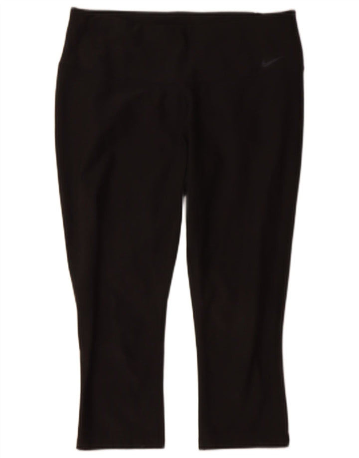 NIKE Womens Dri Fit Capri Leggings UK 12 Medium  Black Polyester