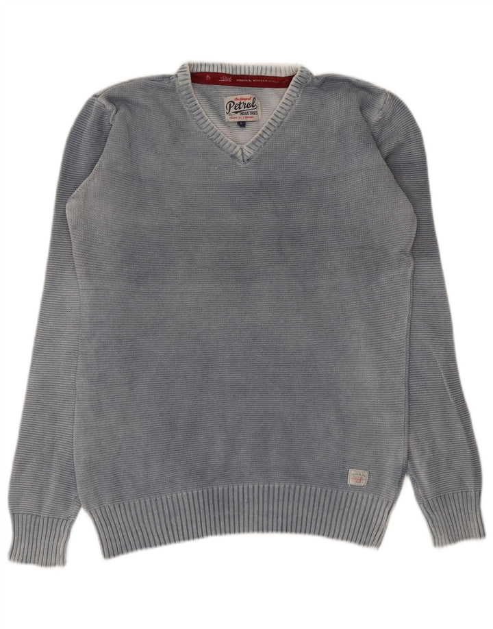 Maglione da uomo con scollo a V Petrol Industries, grande cotone grigio