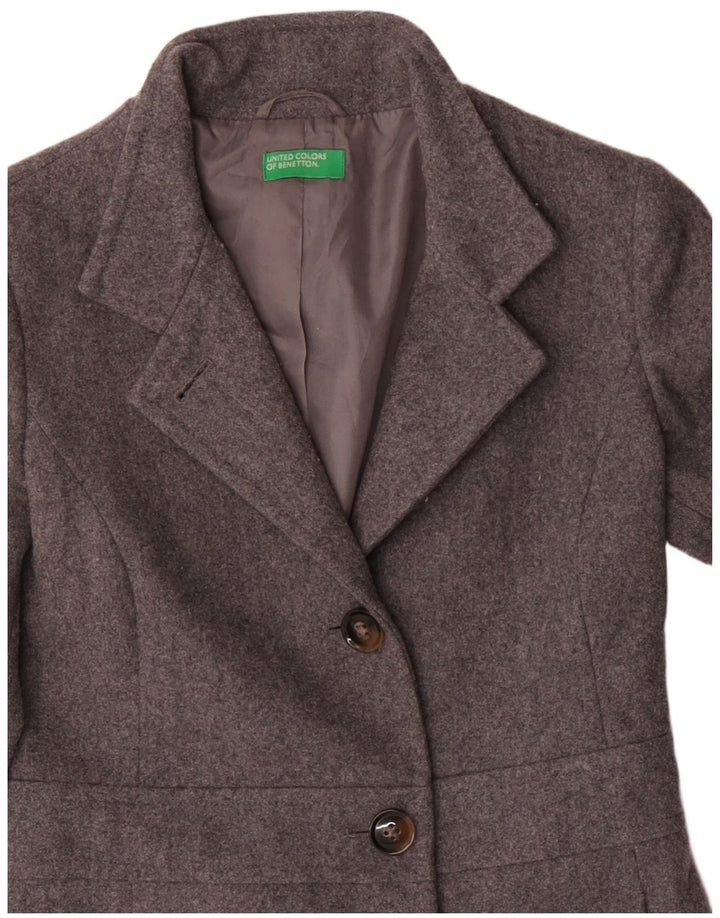 Cappotto Benetton Donna UK 8 Small Grigio Lana