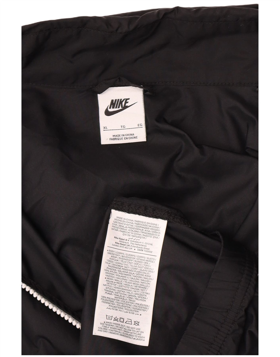 Giacca antipioggia con cappuccio Nike da uomo XL in nylon nero