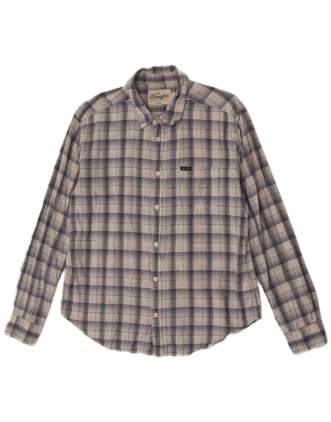 Camicia da uomo Wrangler XL in cotone a quadri blu navy