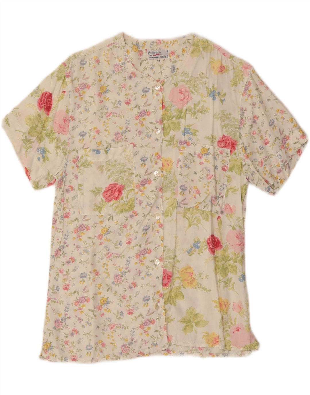 EMMANUEL SCHVILI Womens Shirt Blouse IT 46 Large Multicoloured Floral Vintage Emmanuel Schvili and Second-Hand Emmanuel Schvili from Messina Hembry 