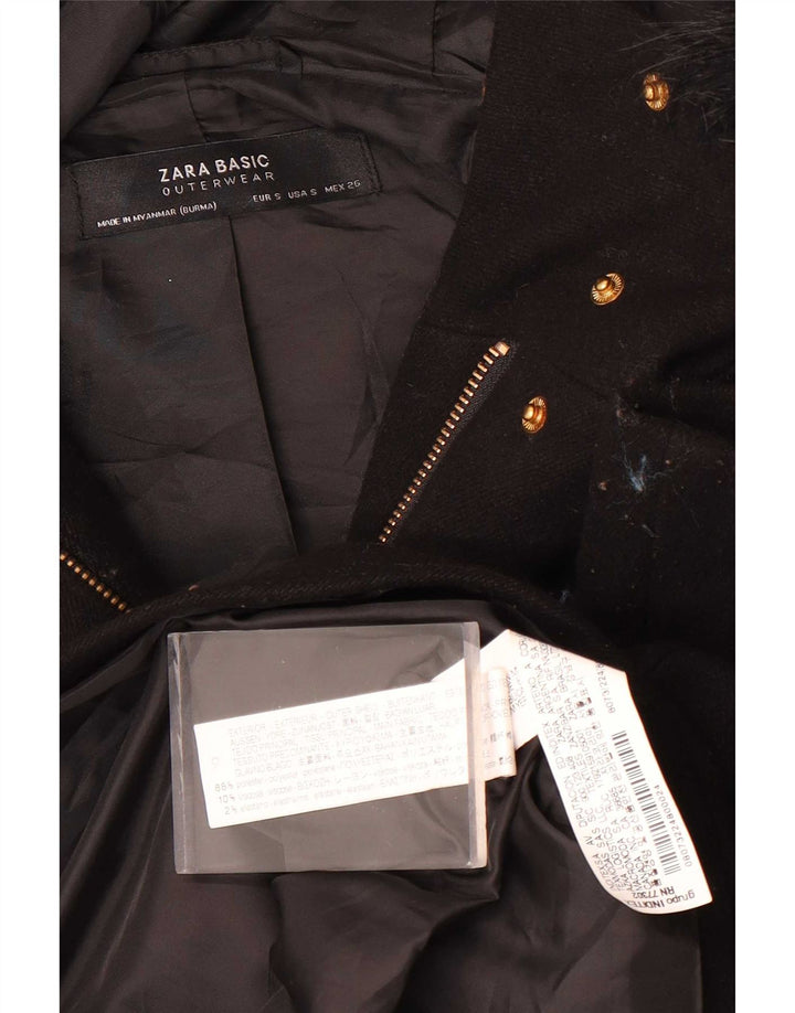 Giubbotto bomber con cappuccio da donna Zara UK 10 piccolo poliestere nero