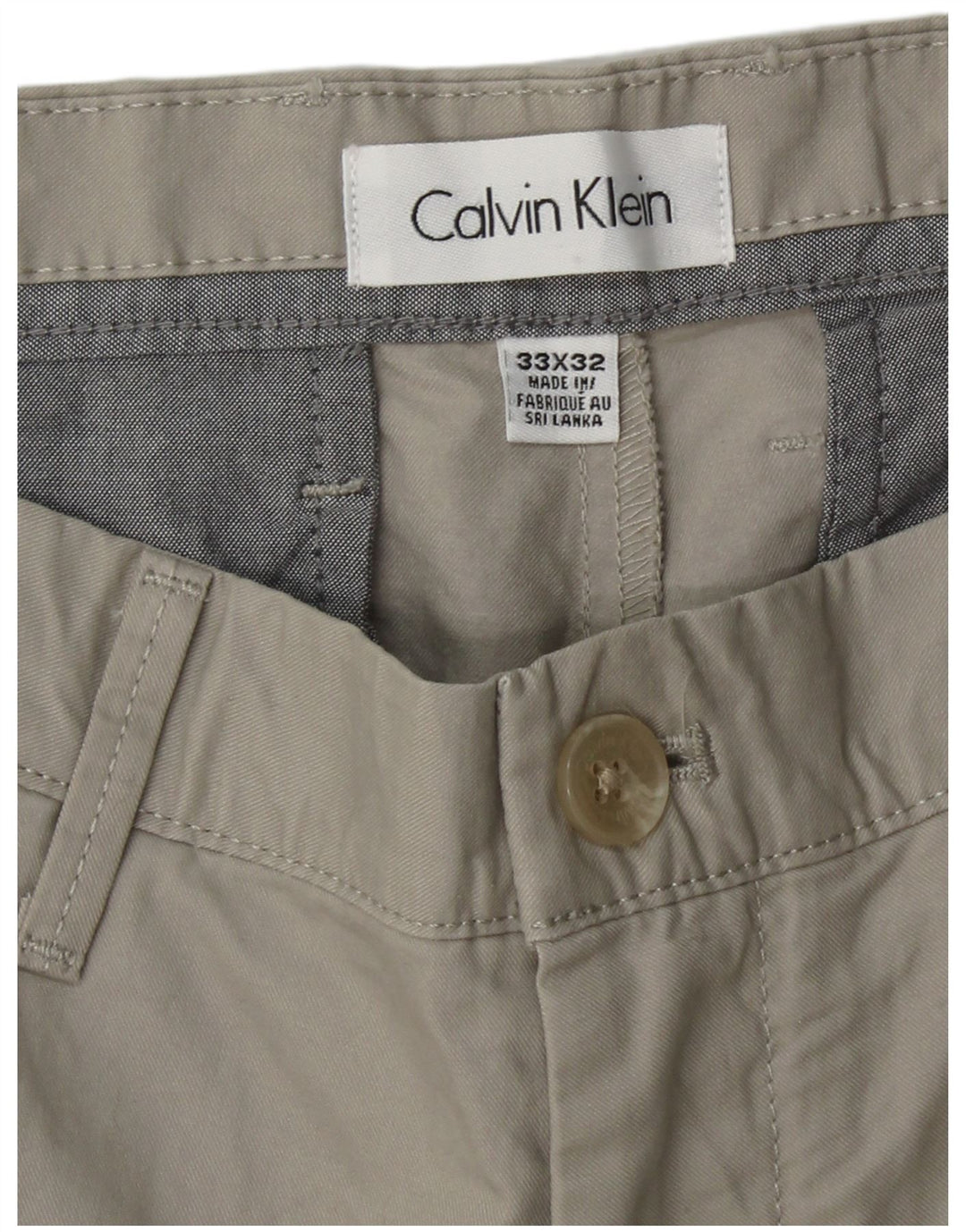 CALVIN KLEIN Pantaloni chino dritti da uomo W33 L32 Cotone grigio