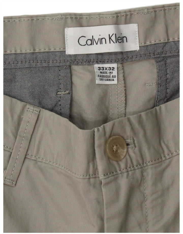 CALVIN KLEIN Pantaloni chino dritti da uomo W33 L32 Cotone grigio