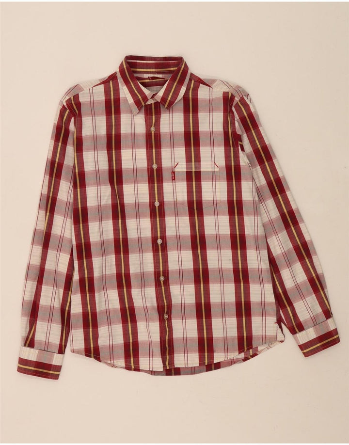 LEVI'S Mens Flannel Shirt Small Red Check Cotton Vintage Levi's and Second-Hand Levi's from Messina Hembry 