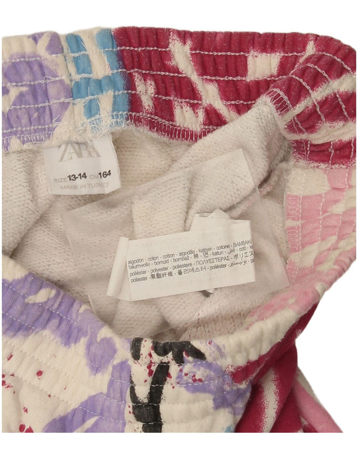 Pantaloni da tuta con grafica ZARA per ragazze 13-14 anni in cotone bianco sporco