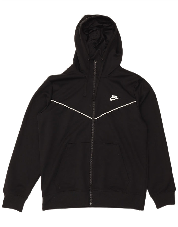 Felpa con cappuccio e zip Nike da uomo, grande, in poliestere nero