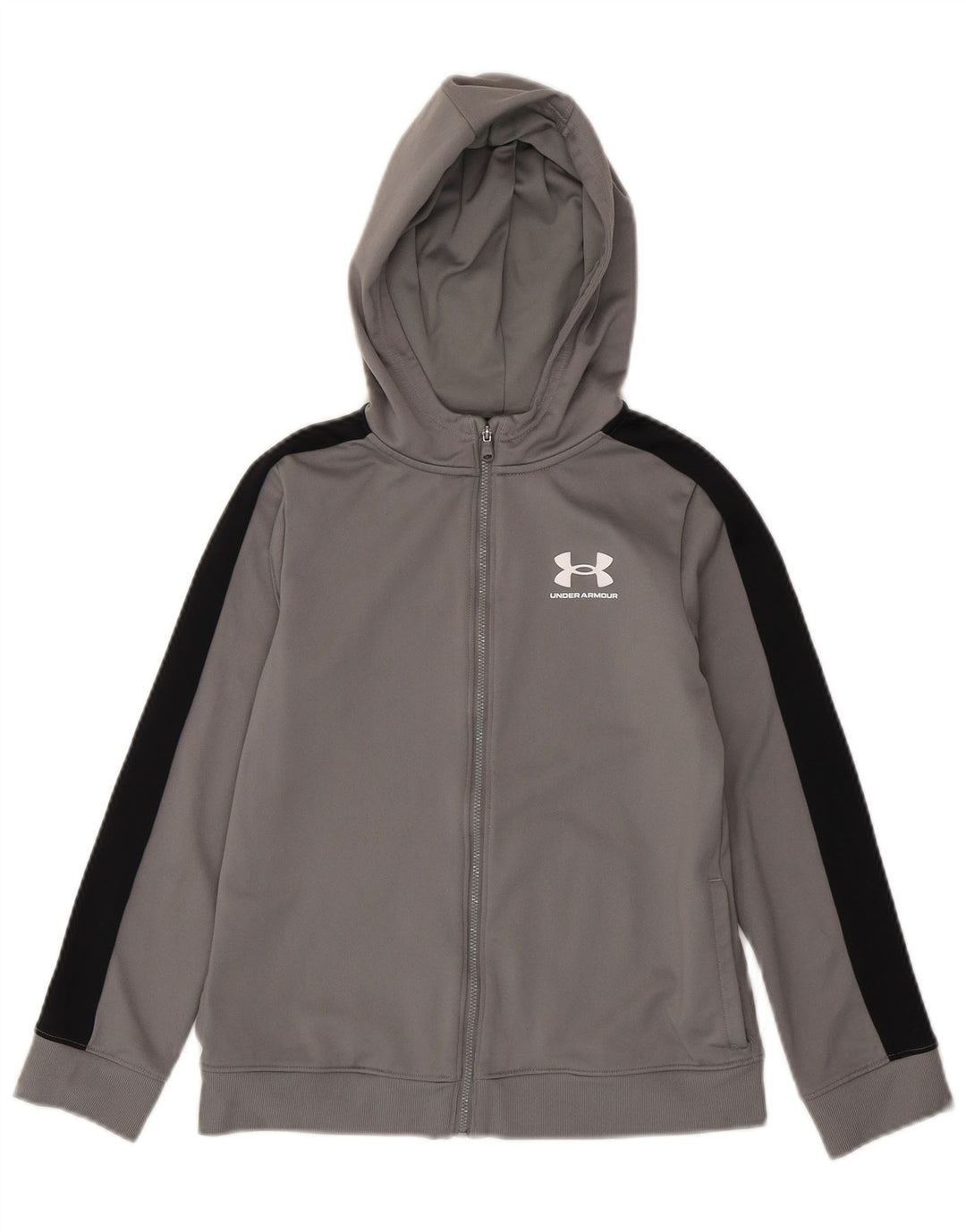 Felpa con cappuccio e zip per ragazzi Under Armour 9-10 anni Colorblock grigio medio