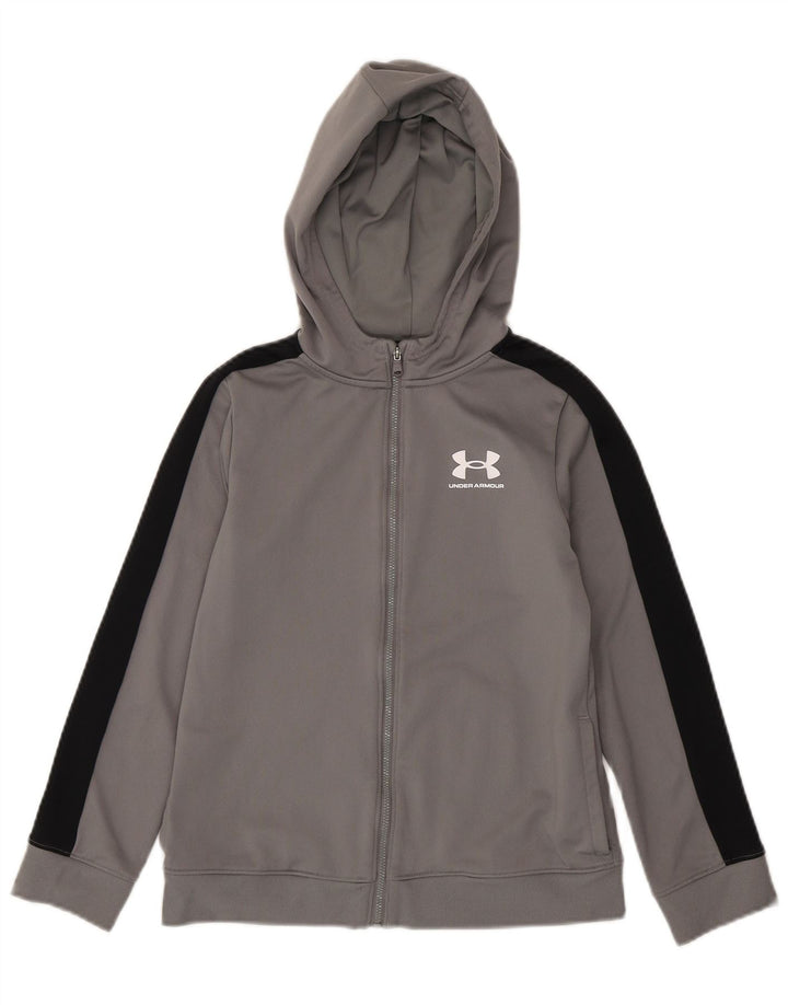 Felpa con cappuccio e zip per ragazzi Under Armour 9-10 anni Colorblock grigio medio