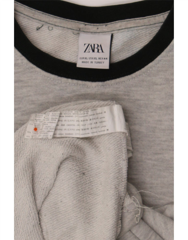 Felpa Zara da uomo maglione XL in cotone color block grigio