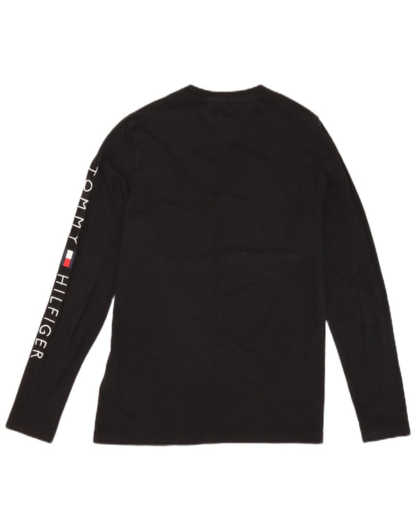 TOMMY HILFIGER Top grafico da uomo slim fit manica lunga piccolo cotone nero