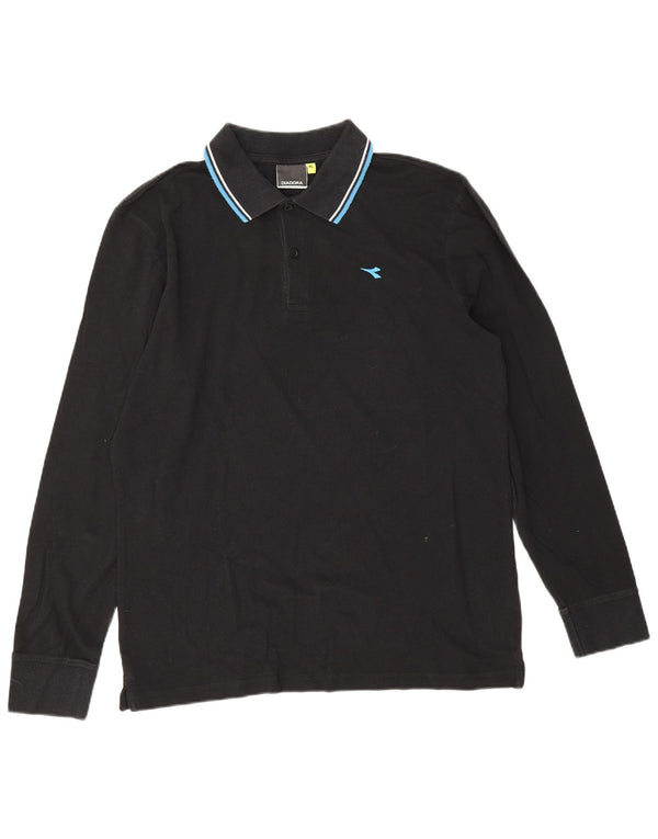 Polo Diadora Uomo Manica Lunga XL Cotone Nero