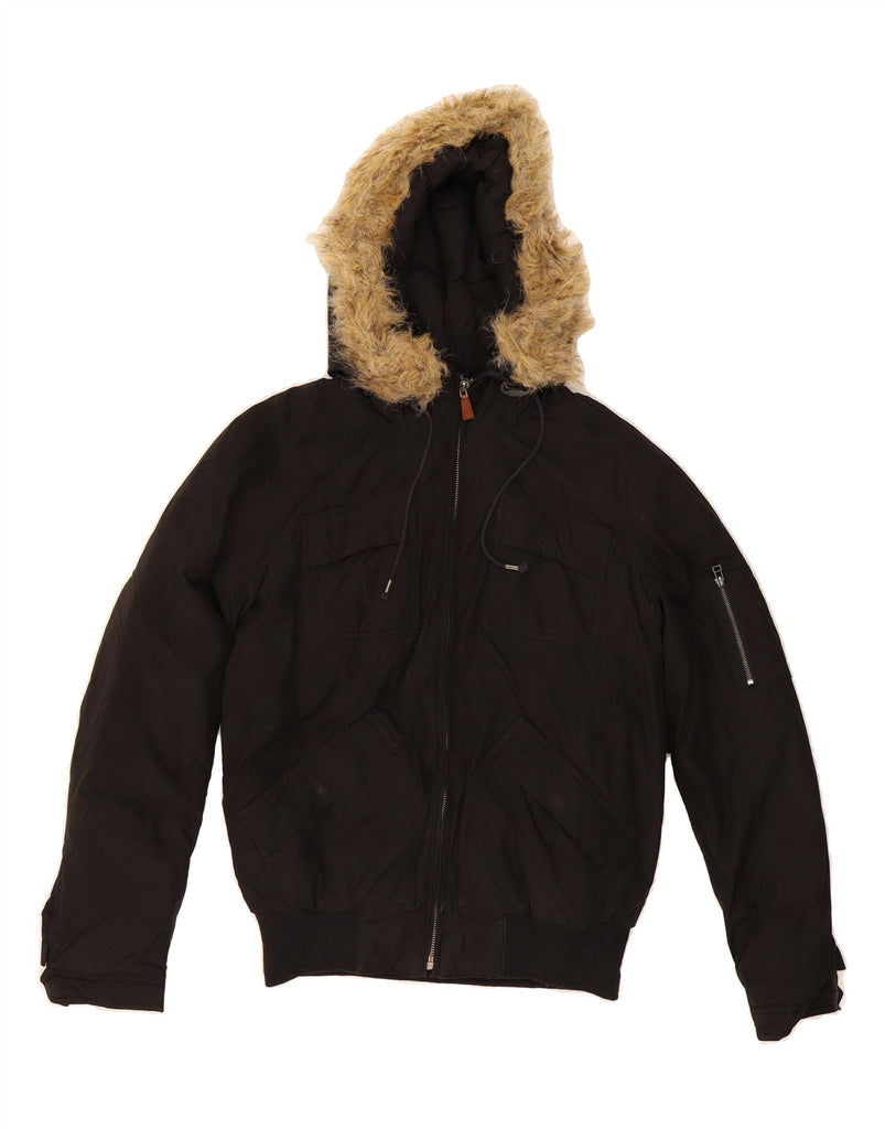 RALPH LAUREN Womens Hooded Padded Bomber Jacket UK 6 XS Black Polyester Vintage Ralph Lauren and Second-Hand Ralph Lauren from Messina Hembry 