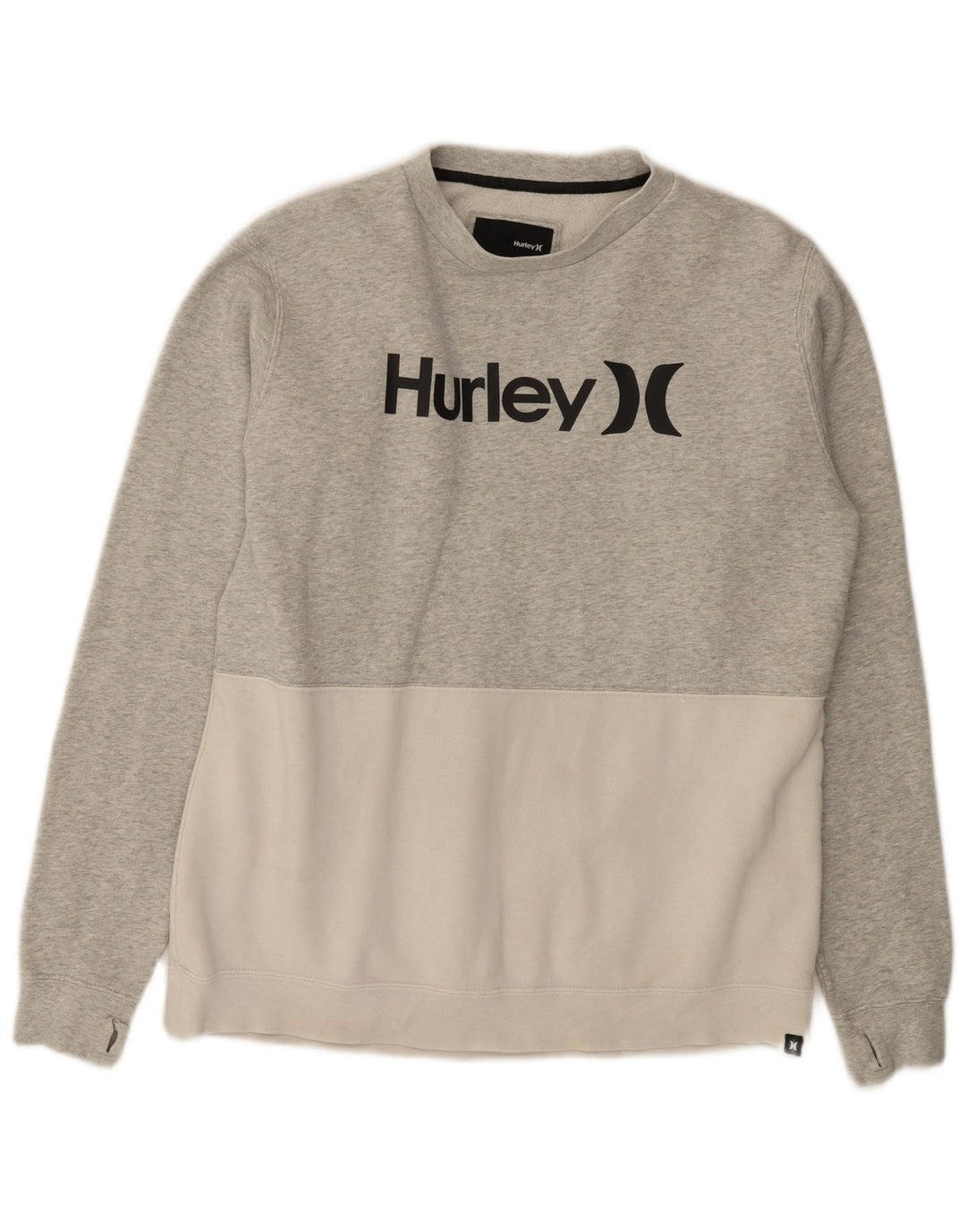 Felpa grafica da uomo Hurley, maglione in cotone color block grigio medio