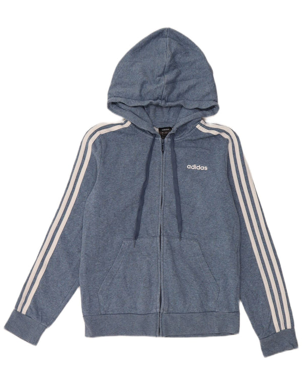 Maglione con cappuccio e zip da donna Adidas UK 8/10 piccolo cotone blu