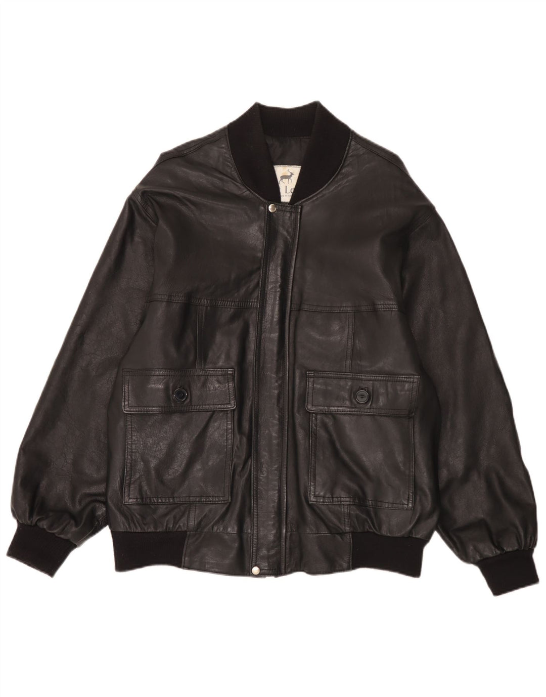 Giacca bomber in pelle da uomo vintage UK 42 XL in pelle nera