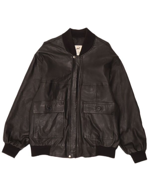 Giacca bomber in pelle da uomo vintage UK 42 XL in pelle nera