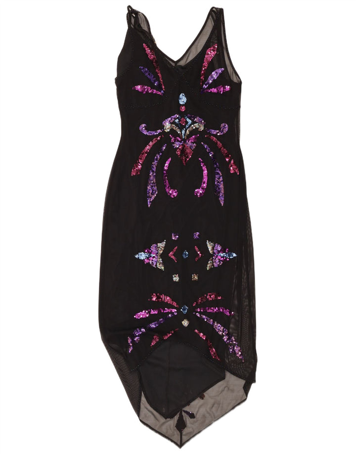 Abito asimmetrico senza maniche da donna Linea UK 14 Medium Black Paisley