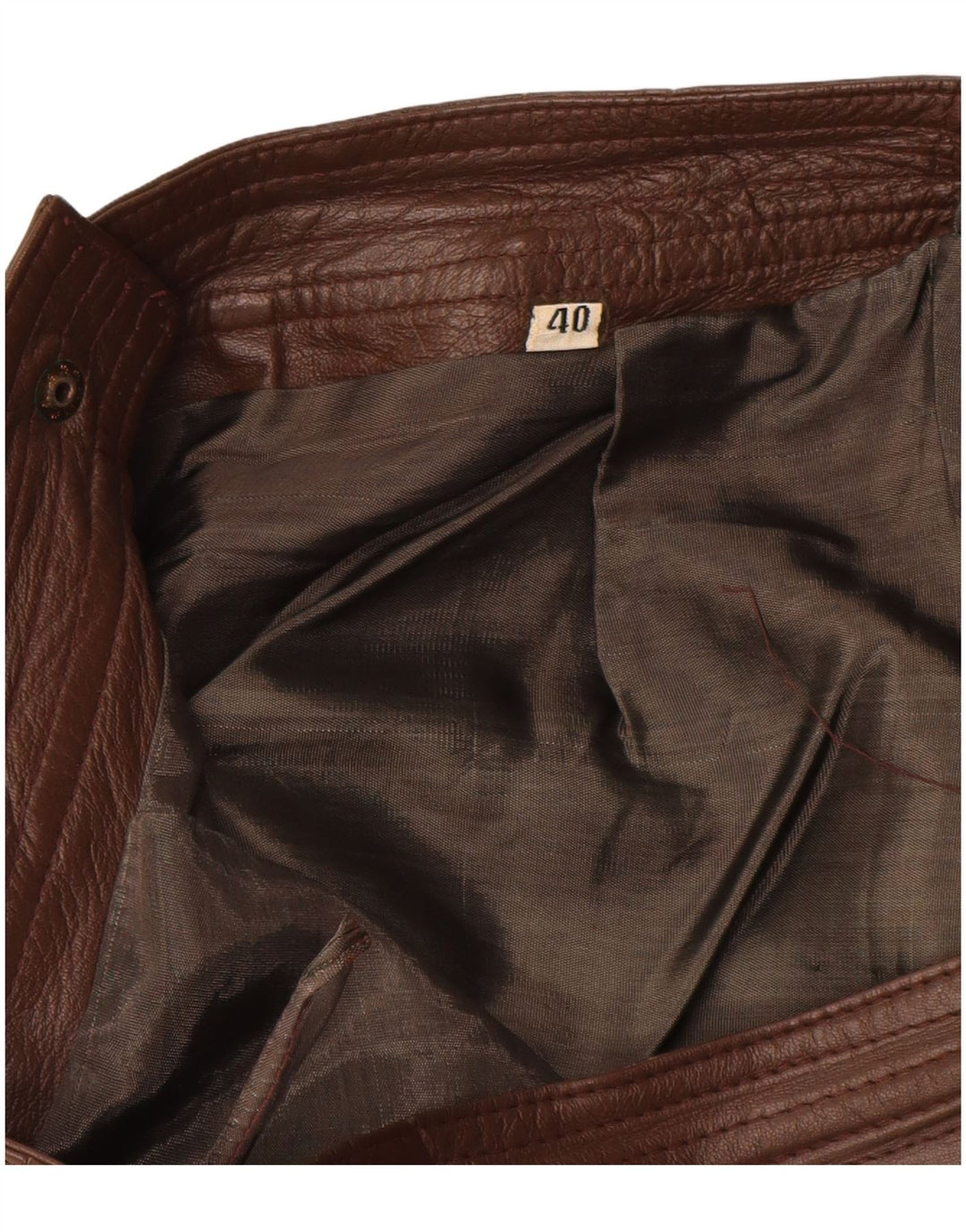 Gonna a tubino da donna VINTAGE IT 40 piccola W28 in pelle marrone