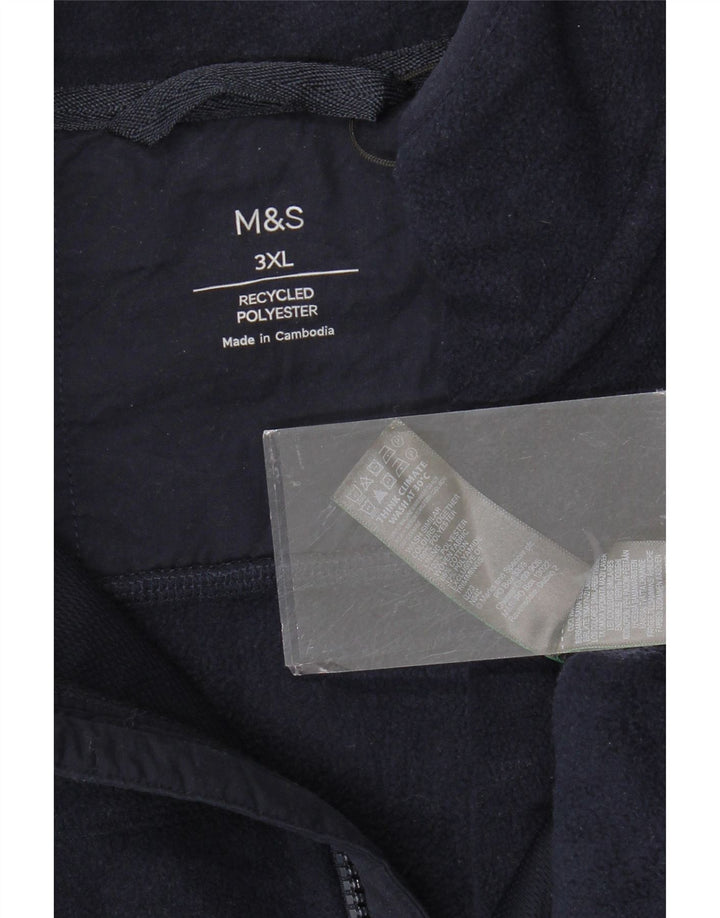 MARKS & SPENCER Giacca in pile da uomo UK 46 3XL Poliestere blu navy