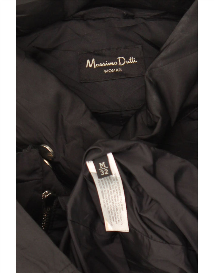 Giacca a vento con cappuccio da donna Massimo Dutti UK 14 poliestere nero medio