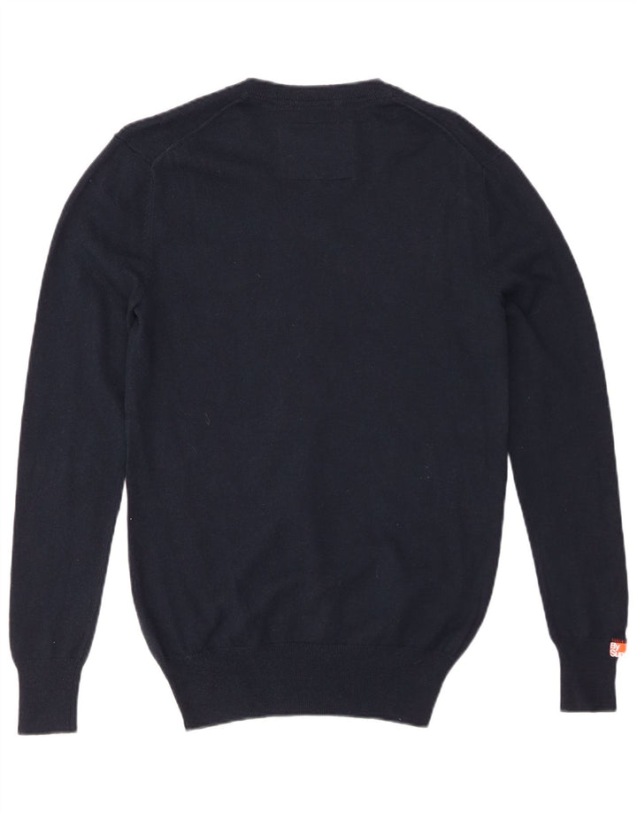Maglione da uomo con scollo a V SUPERDRY piccolo in cotone blu navy