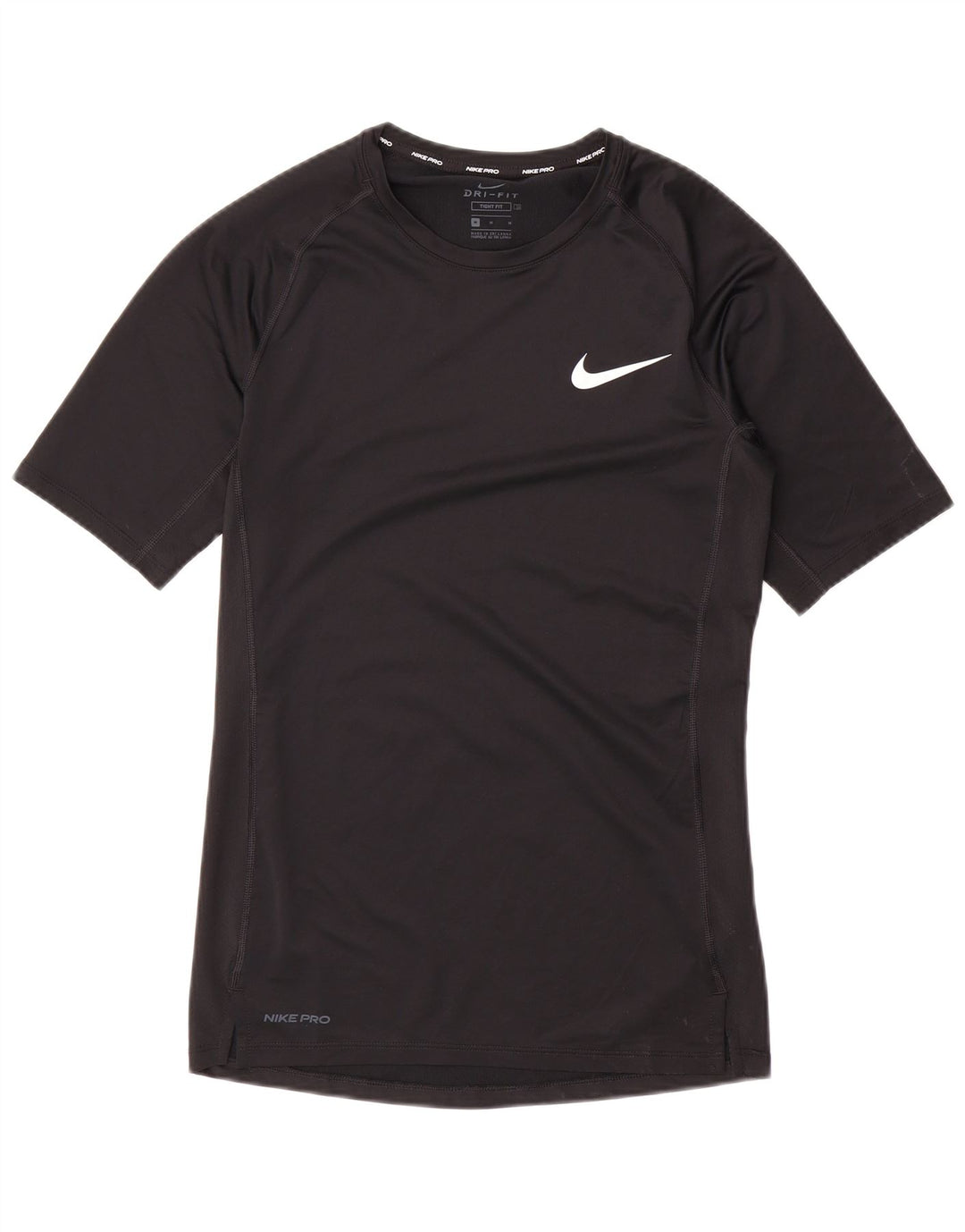 T-shirt Nike da uomo attillata, maglietta media, nera, in poliestere