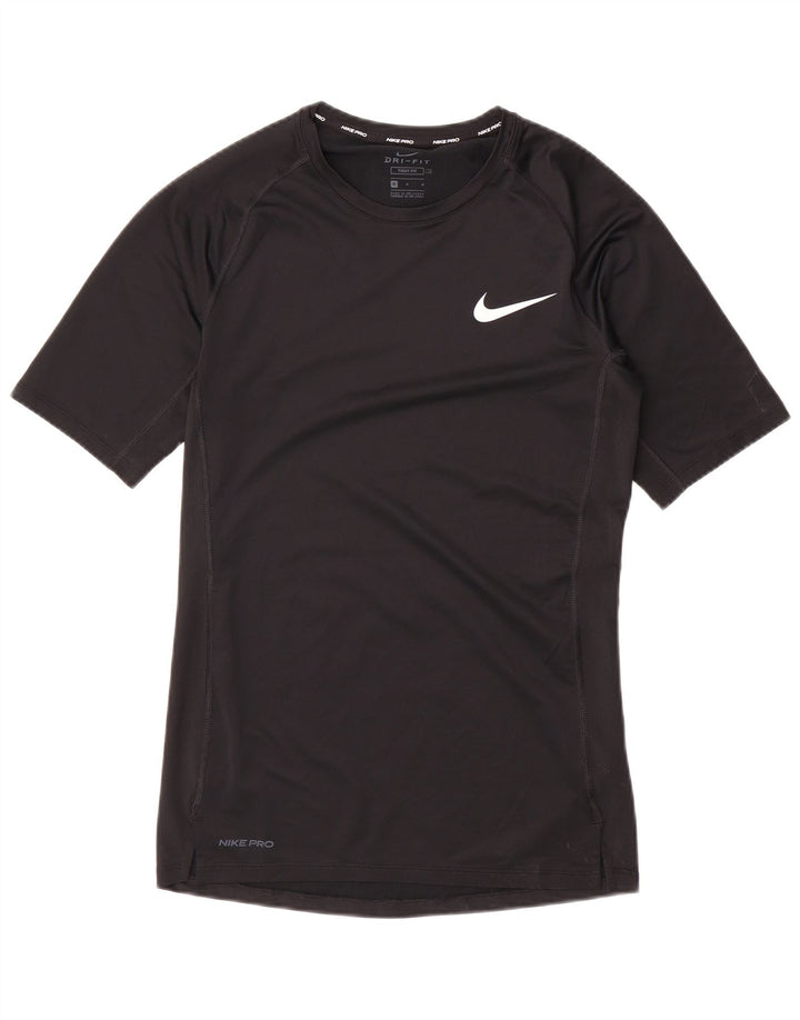 T-shirt Nike da uomo attillata, maglietta media, nera, in poliestere