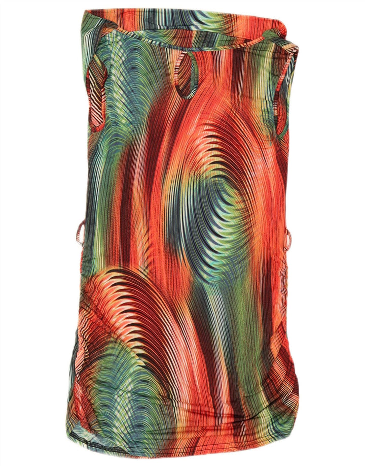 Abito basic da donna vintage con motivo astratto UK 8 piccolo multicolore