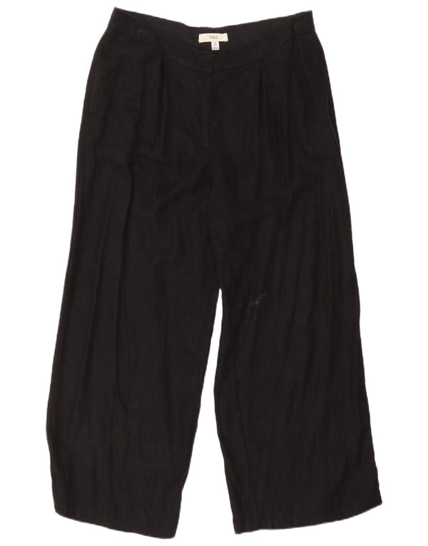 Pantaloni chino a gamba larga da donna Marks & Spencer UK 14 Large W32 L27 Neri