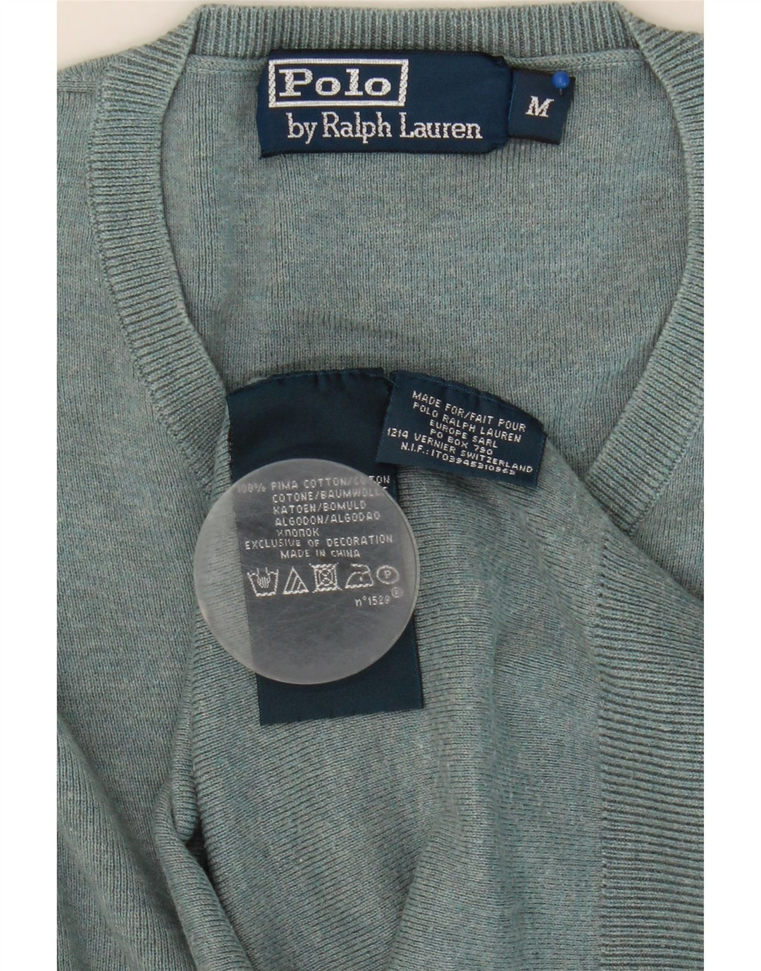 Polo Ralph Lauren Maglione da uomo con scollo a V in cotone grigio medio