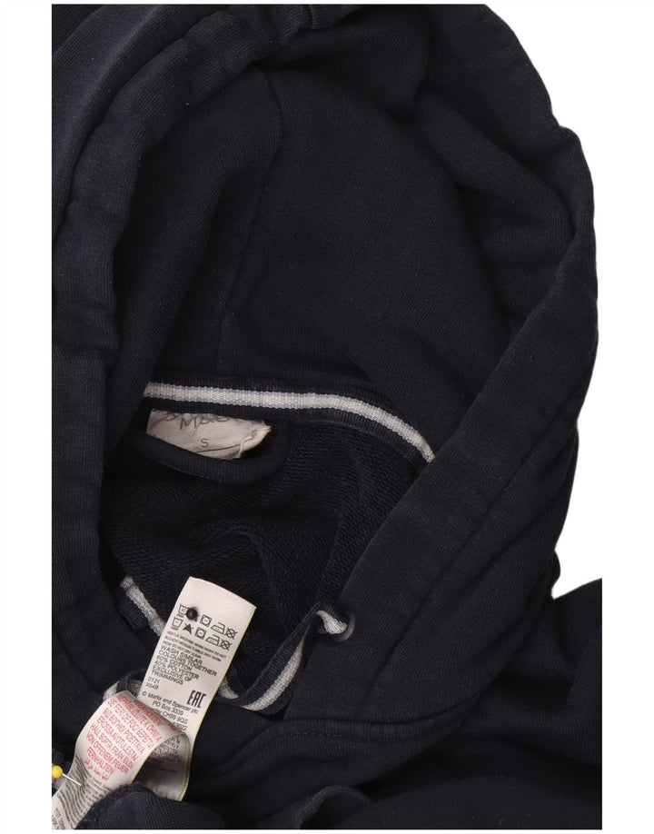 Maglione con cappuccio da uomo Marks & Spencer piccolo in cotone blu navy
