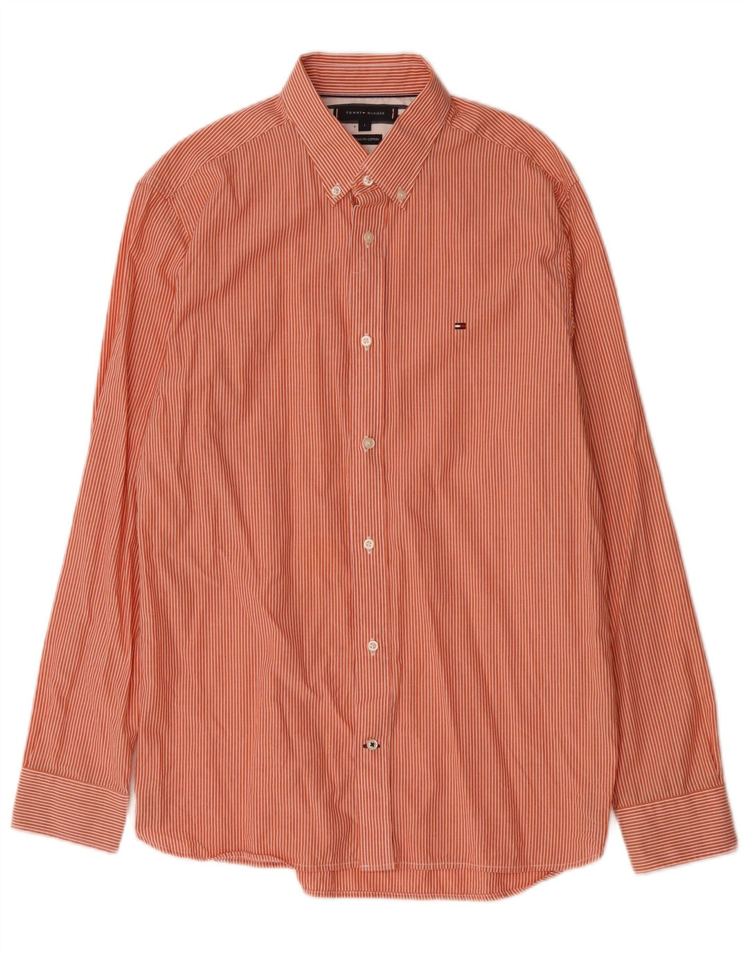 Camicia da uomo Tommy Hilfiger grande cotone gessato arancione